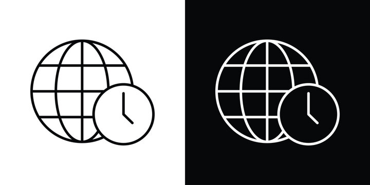 Time zones icon line art symbols collection