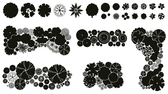 Top-down view AutoCAD buildings architecture vector collection for landscaping and design