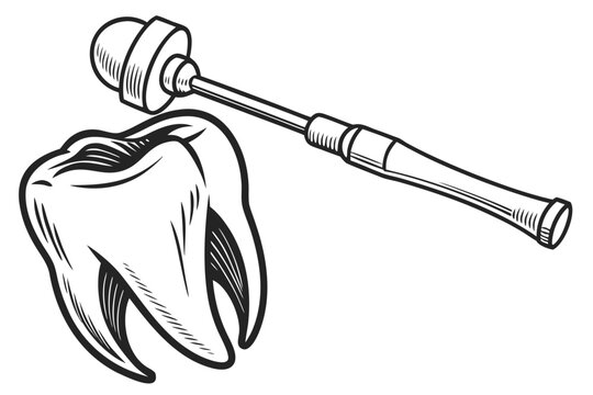 3D Tooth Illustration with Dental Tool. Dental Care Concept for Oral Health and Dentistry.