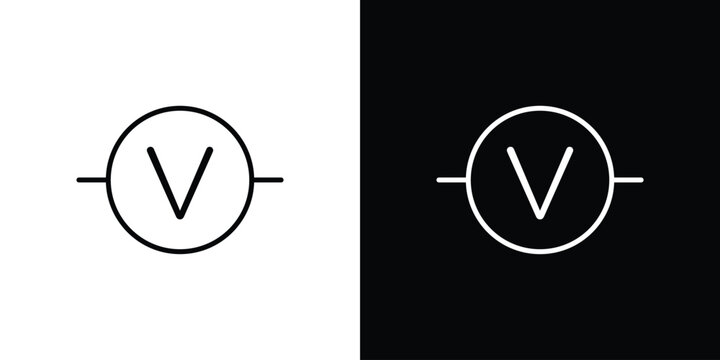 Voltmeter icon line art symbols collection