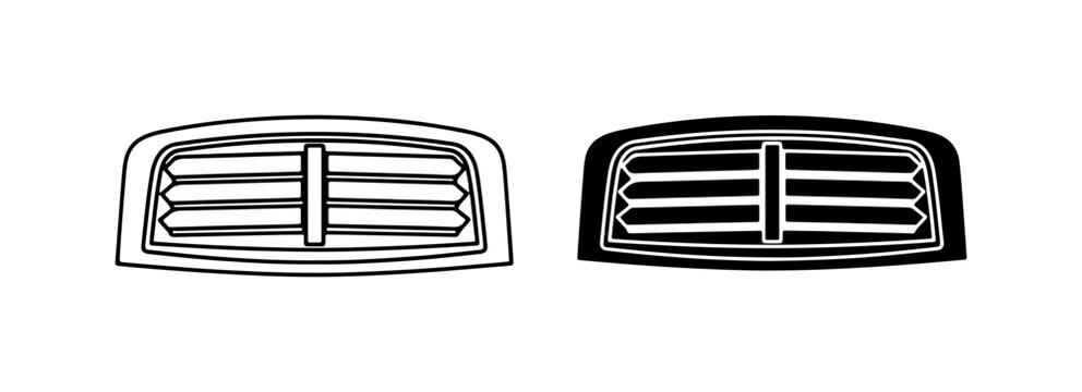 Car Air Vent Grille Icons, Automotive Interior Ventilation Design Elements, HVAC System Components