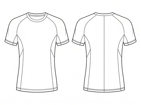 Men athletic short sleeve raglan top technical drawing displaying back yoke detail and clean hem finish