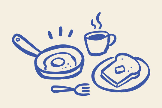 Breakfast Set Doodle Sketch Vector Illustration