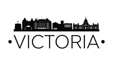 Obraz premium Victoria city skyline appears as a clean black graphic symbol on a plain background.