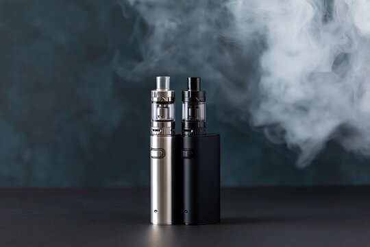The Vape Mod Duo: Sleek Stainless Steel and Black Cloud Generating Device