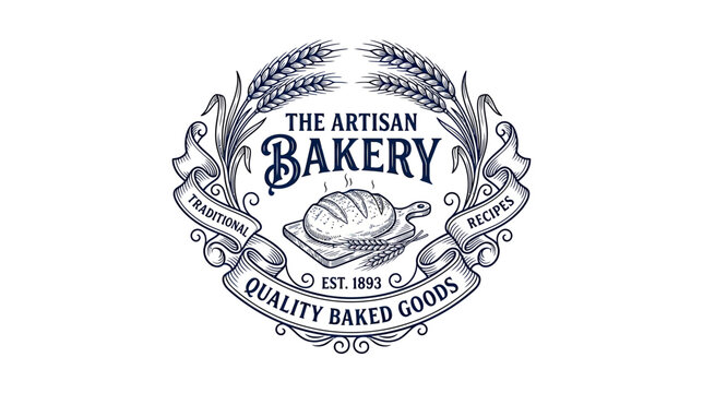 Vintage Bakery Emblem with Wheat and Bread