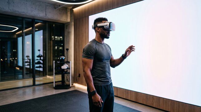 Man in VR headset experiencing virtual reality empathy training