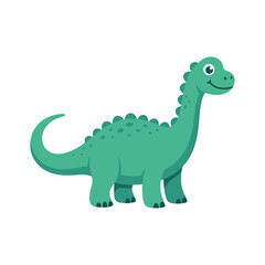 Cute Green Brontosaurus Dinosaur Cartoon Vector Illustration Isolated on White Background © Aprttidur