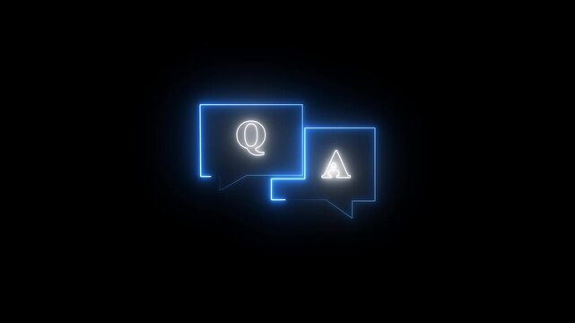 glowing neon q and a question and answer animated session icon neon 4k screen animated. Question and answer the letters Q and A. graphics video animation.
