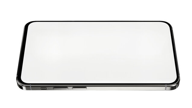 Modern smartphone with blank screen, isolated on transparent background