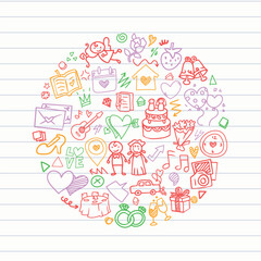 Obraz premium Lined Paper Wedding Celebration Circle Pattern