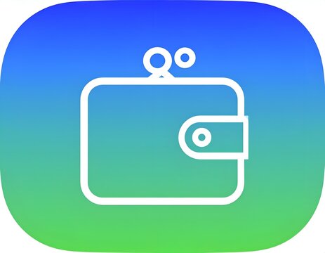 Minimalist Line Art Purse Icon on a Smooth Blue to Green Gradient Background