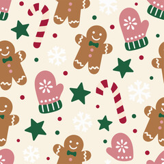 Naklejka premium Christmas Gingerbread Baking Seamless Pattern