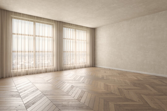 Empty interior room 3d illustration