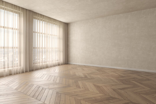 Empty interior room 3d illustration
