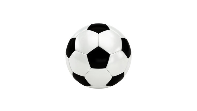 Classic black and white soccer ball, isolated on transparent background