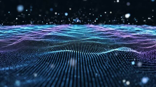 Digital wave background concept shows colorful patterns and shapes in a technological setting for an engaging visual experience