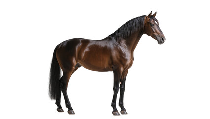 Naklejka premium Majestic dark brown horse with flowing mane, isolated on transparent background
