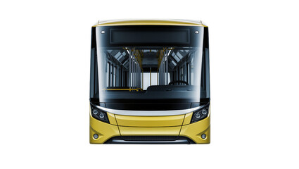 Modern yellow city bus with tinted windows, isolated on transparent background © Maria