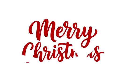 Animated Red Merry Christmas Calligraphy Text Handwriting Animation on White Background