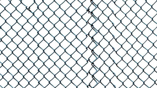 Dark gray chain link fence with diamond pattern, isolated on transparent background