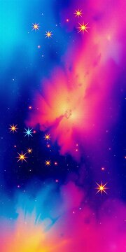 Cosmic abstract art with textured background, glowing stars, light, sparkle