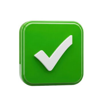 Green square button with a white check mark symbol
