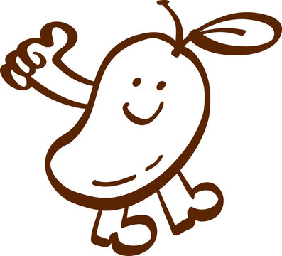 Cute Mango Fruit Character Cartoon Mascot Vector Illustration, smiling with thumbs up gesture