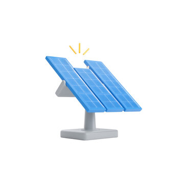 Stylish 3D Icon of a Tilted Solar Panel Array for Renewable Energy Themes, isolated on transparent background.