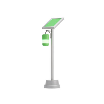 Tall solar powered lightpost icon in modern 3D style design, isolated on transparent background.