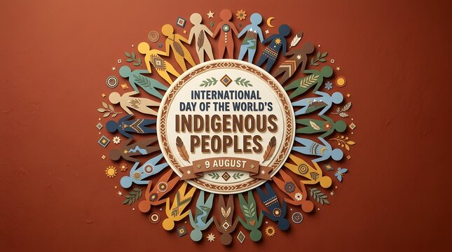 International Day Of The World s Indigenous Peoples Emblem Vector Illustration