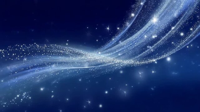 Elegant Blue Cosmic Background with Glittering Stars and Swirling Light