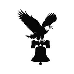 Fototapeta premium Eagle perched on liberty bell symbol liberty national symbol freedom.