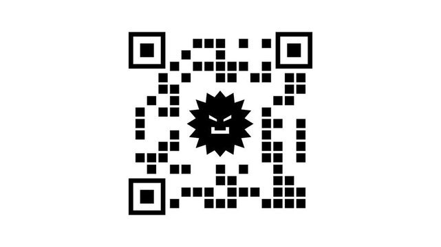 QR Code with a Virus Icon Symbolizing Cyber Threat.