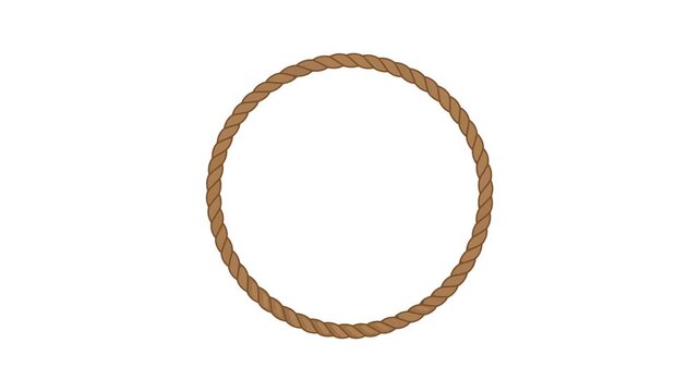 Animated circle nautical rope frame border loop on green screen and white background for marine badge, rustic banner, and motion graphic asset.