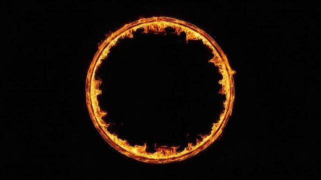 Fire ring loop rotating flames continuously with gentle pulsing glow seamless cinematic vibe