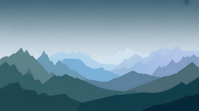 Blue mountain range landscape illustration