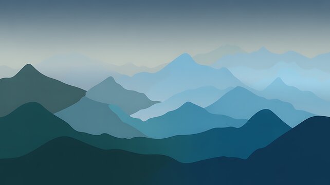 Blue mountain range landscape illustration