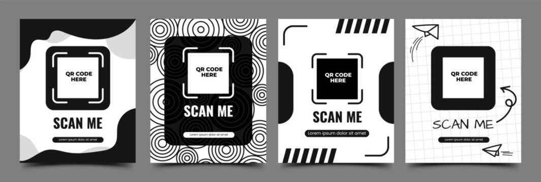 Set of Modern Template for QR Code Scan Me Background Vector
