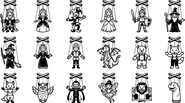 Puppet vector cartoon set icon. Vector illustration theater doll on white background.
