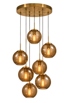 Cluster globe chandelier with amber glass contemporary luxury lighting