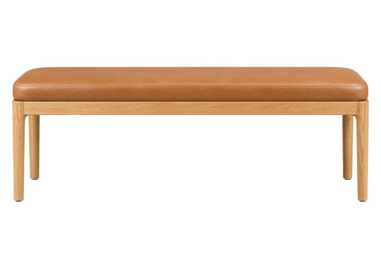 Modern leather bench with minimalist wooden frame contemporary seating