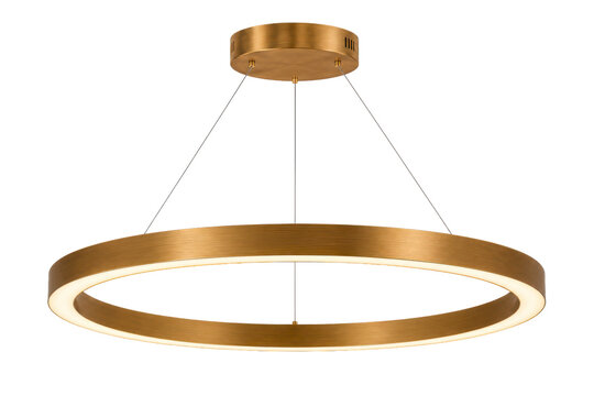 Modern ring chandelier with minimalist suspended brass lighting design