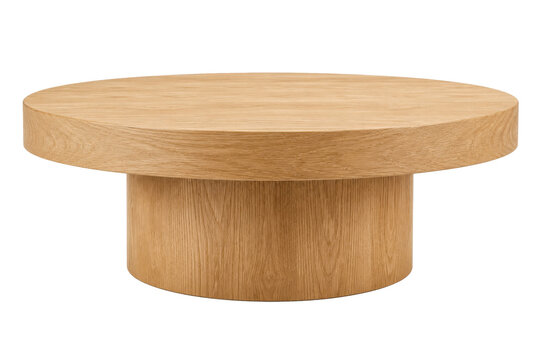 Round oak coffee table with minimalist contemporary wooden elegance