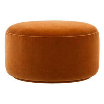 Round velvet ottoman with luxurious contemporary minimalist seating design