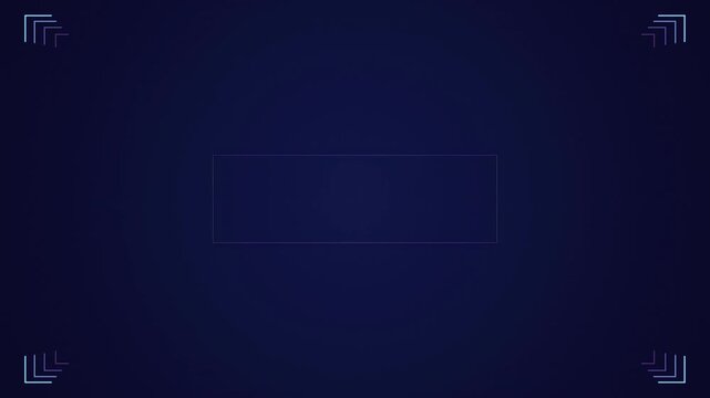 Abstract animated layered corner brackets drawn as cool blue-white glowing lines and dots on a deep dark background. Clean minimal motion graphics element with free space around it, ideal for title se