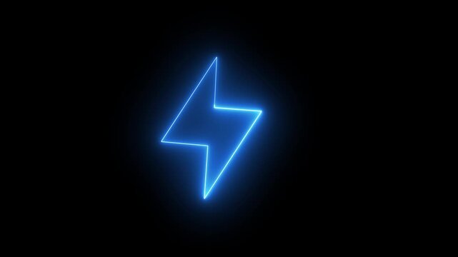 Energy neon electricity lighting bolt sign icon. neon battery charging icon animation icon