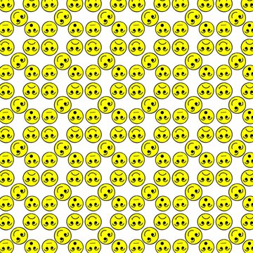 Cute yellow smiley seamless pattern with simple graphic circles.