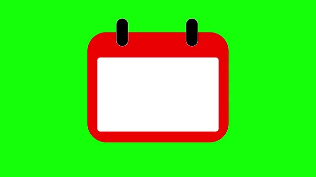 Animated calendar icon appearing on green screen background