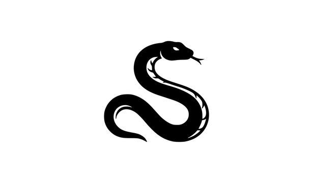 Black Snake Symbol Sign Isolated on White Background Vector Illustration